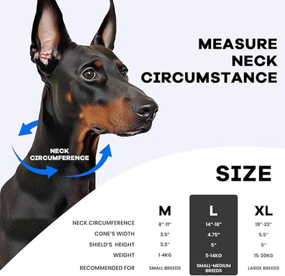 Inflatable Surgery Collar for Dogs-Enhanced Anti-Licking Protective Cone with Adjustable Strap (Blue, L)