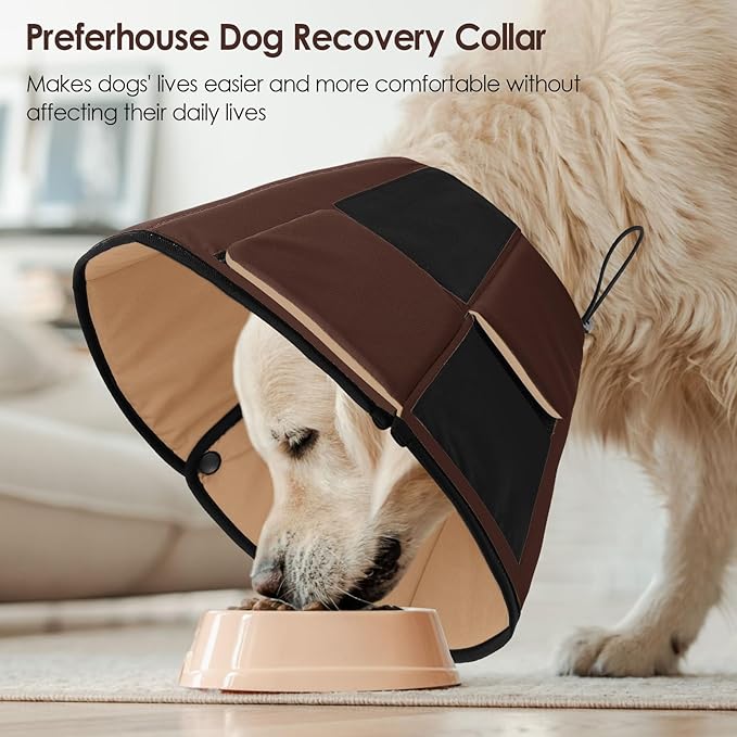 Small Dog Cone Collar, Adjustable Soft Dog Cone for Small Dogs to Stop Licking, Pet Recovery Cone for Male Female Dogs, Brown S
