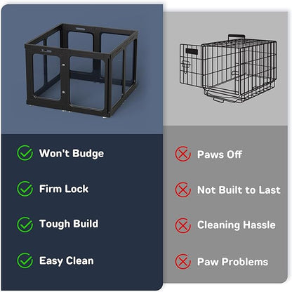 Jalove Acrylic Dog Playpen Indoor, 8 PCS Plastic Puppy Playpen with Door, Clear PlayPen for Dog Cat Rabbit Ferret, Easy Assemble Pen, Preferable Small Cage, Black, 33.5" L x 33.5" W x 24" H