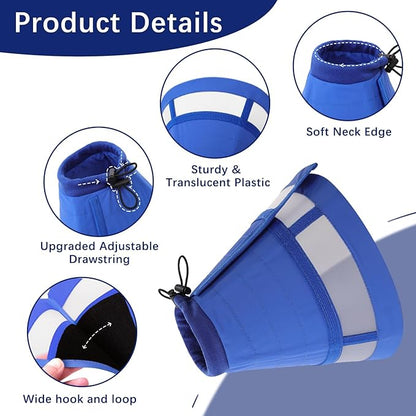 ASENKU Dog Cone Collar, Soft Adjustable Cone for Dogs to Stop Licking, Lightweight Recovery Dog Cone After Surgery, Pet E-Collar for Small, Medium & Large Dogs(Blue, XL)