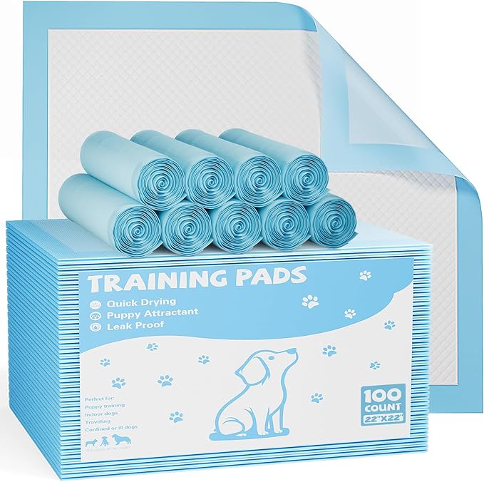 Dog Puppy Pads, Pee Pads for Dogs Potty Training, Ultra-Absorbent 6-Layer Leak-Proof, Quick-Dry Surfac, Regular Size 22"x22" ,150 Count