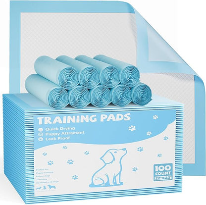 Dog Puppy Pads, Pee Pads for Dogs Potty Training, Ultra-Absorbent 6-Layer Leak-Proof, Quick-Dry Surfac, Regular Size 22"x22" ,150 Count