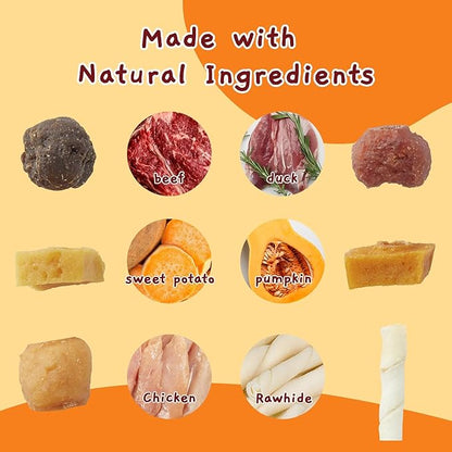 Jungle Calling Dog Treats, Multi-Flavor Kabob Dog Snacks, Edible Dog Kabobs, Made with Chicken, Duck, Beef, Sweet Potato and Pumpkin, Rawhide Sticks for Dogs