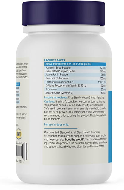 Vetnique Glandex Dog Fiber Supplement Powder for Anal Glands with Pumpkin, Digestive Enzymes & Dog Probiotics for Digestive Health - Vet Recommended - Boot The Scoot (Salmon, 2.5oz Powder)
