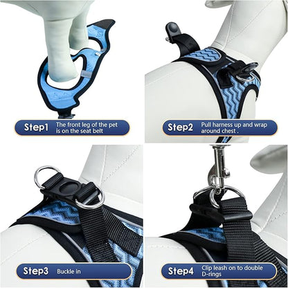 YIMEIS Dog Harness and Leash Set, No Pull Soft Mesh Pet Harness, Reflective Adjustable Puppy Vest for Small Medium Large Dogs, Cats (Blue, Small (Pack of 1))