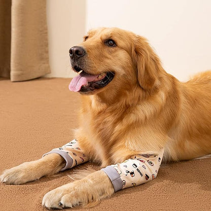 HDKUW Dog Front Leg Braces Recovery Sleeve, Pet Knee Brace Wounds Protector for Medium Large Dog Yellow 2XL