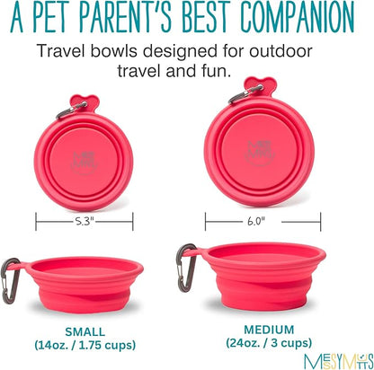 Messy Mutts Silicone Collapsible Bowl | Pet Travel Necessity | Portable Water or Food Dish | Pop Up Watering Bowl | Camping, Hiking, Walking Accessory | Small, 1.75 Cups | Watermelon