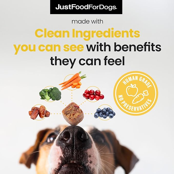 JustFoodForDogs Hip and Joint Supplement for Dogs, Human Grade Glucosamine Chondroitin Dog Supplements, Multivitamin Soft Chews, Omega 3 Oil, Superfood Blend, Plant Based Dog Vitamins - 45 Count