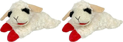 Multipet Lamb Chop Dog Plush Toy - Squeaky Toy for Small & Medium Dogs - Extra Soft Plush - Stuffed Animal for Cuddling & Playing (10",Cream,5 Squeakers),(Pack of 2)