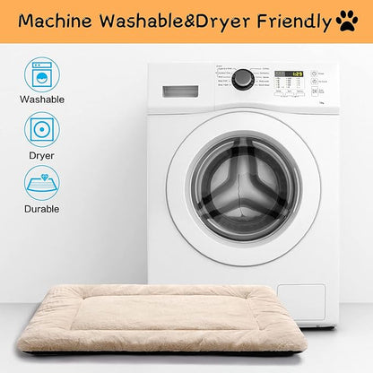 Dog Beds Crate Pad for Medium Dogs Fit Dog Crates,Washable & Anti-Slip Kennel Pad for Dogs Cozy Sleeping Mat,Cream 30inch