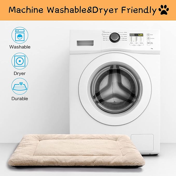 Dog Beds Crate Pad for Extra Small Dogs Ultra Soft Dog Crate Bed Washable & Anti-Slip Kennel Pad for Dogs Cozy Sleeping Mat,Cream 22inch