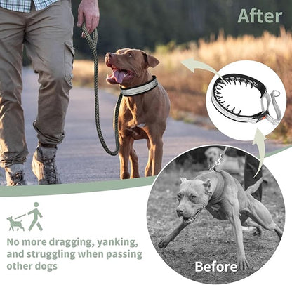 Mayerzon Martingale No Pull Collar for Medium Large Dogs, Patented Anti Pull Dog Collar with Buckle for Walking Training, with Neoprene Padding and Reflective Stitching, Adjustable(Grey, L)