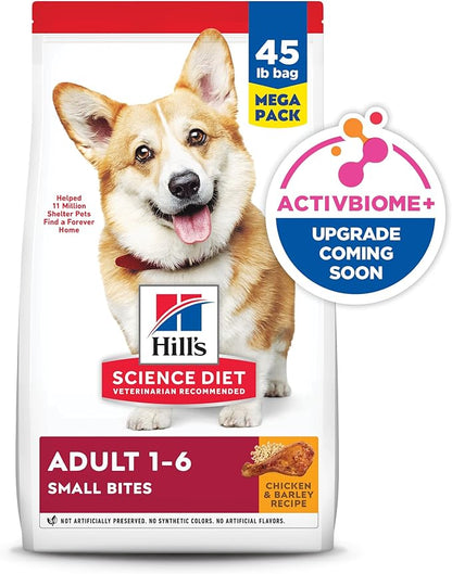 Hill's Science Diet Adult 1-6 Small Bites Dry Dog Food, Chicken & Barley, 45 lb. Bag