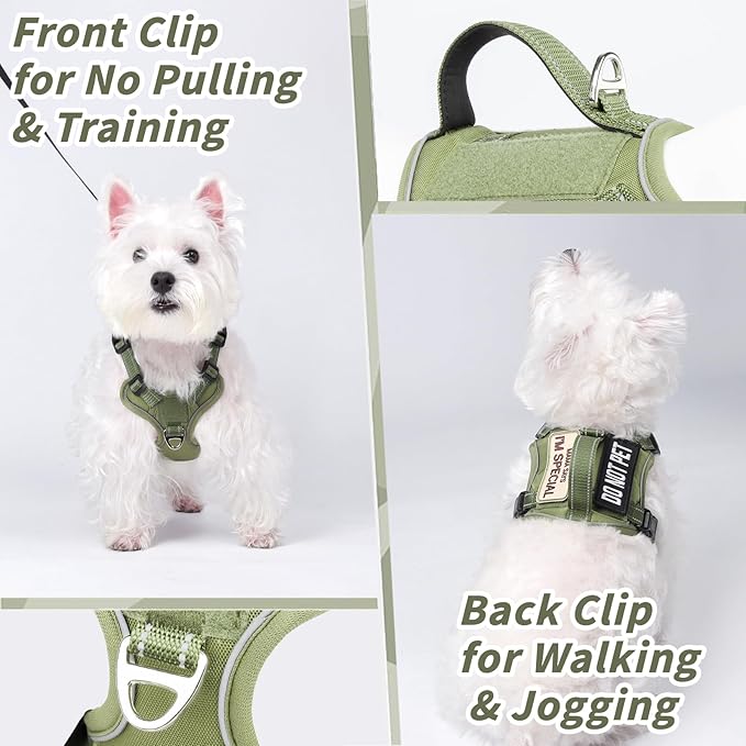 Tactical Dog Harness for Small Dog - Reflective Puppy Pet Vest No Pull Military Service Dog Vest with Vertical Handle XS Dog Harness for Outdoor Training