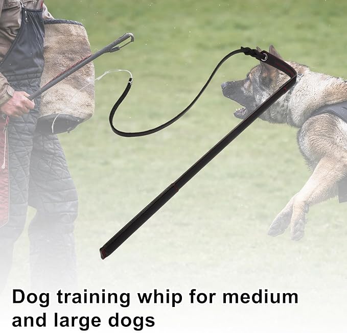 Dog Training Whip, Dog Agitation Stick Flog Teaser Wand, Dog Target Stick Outdoor Playing, for Pulling, Chasing, Training, 20.87" Rod Length, Black