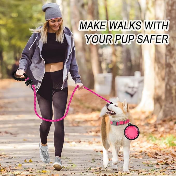 BARKBAY Dog Leashes for Large Dogs Heavy Duty Dog Leash 4/5/6 FT with Comfortable Padded Handle and Highly Reflective Threads for Medium Large Dogs Walking Training Running (5FT-1/2'',Fushcia)