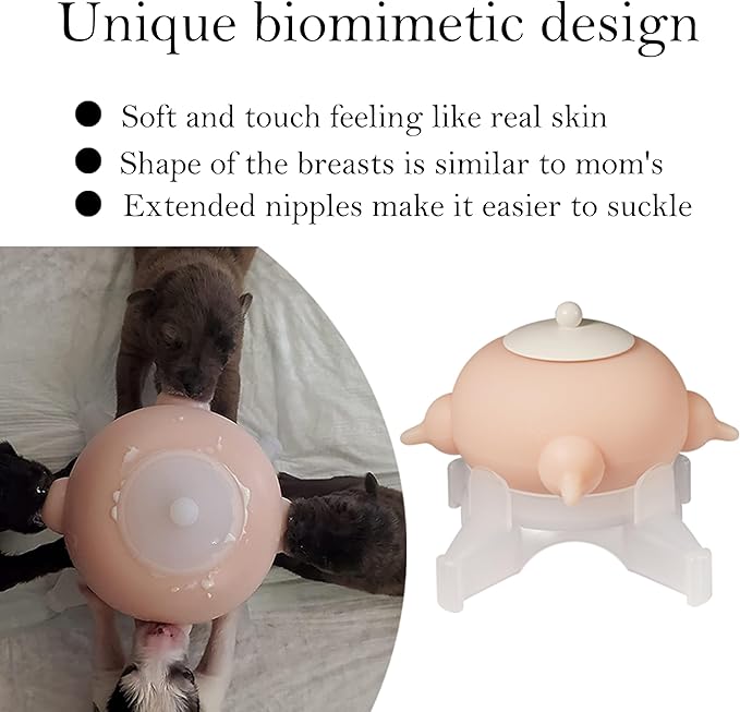 Doggiema Doggiema puppy's feeders Nipple Feeder Puppy Feeding Milk replacer Nursing Station puppy's Bottles Dongdong pet (M Size Bowl Small Dog)