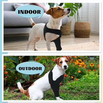 ROZKITCH Dog Recovery Sleeve Front Leg Right Left, Pet Prevent Licking Wound Elbow Knee Protector, Dog Recovery Suit Cone Collar Alternative for Sprain ACL CCL Arthritis Joint Care Black M