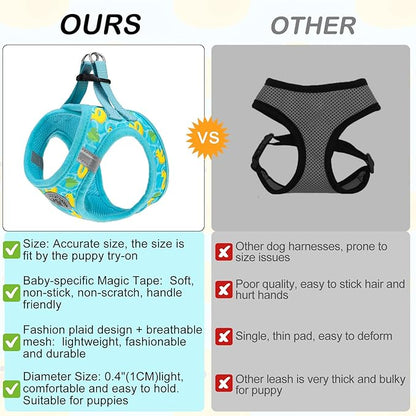 BEAUTYZOO Small Dog Harness and Leash Set,Step in No Choke No Pull Soft Mesh Dog Harnesses Reflective for Extra-Small/Small Medium Puppy Dogs and Cats,BlueDuck S