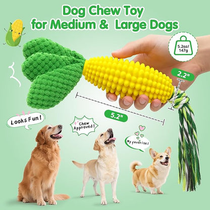 Dog Chew Toys – Squeaky Corn Dog Toys to Keep Them Busy, Soft Durable Teething Toys for Medium and Large Dogs