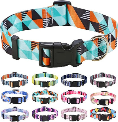 Mihqy Dog Collar with Bohemia Floral Tribal Geometric Patterns - Soft Ethnic Style Collar Adjustable for Small Medium Large Dogs (Geometry,XS)