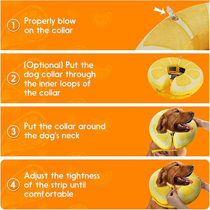 Inflatable Dog Cone, Protective Inflatable Collar for Jumbo Dogs, Soft Adjustable Pet Cone Alternative After Surgery for Wound Healing and Prevent from Biting or Scratching,XL(18"-22.5")