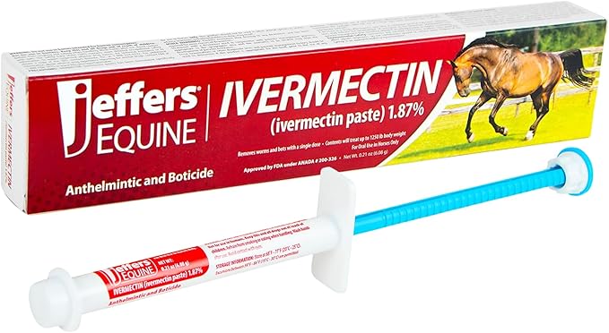 Jeffers Ivermectin Gel Dewormer for Horses - Apple Flavored, 1.87% Broad Spectrum Dewormer Paste - Effective Parasite Control for Worms, Pinworms, Bots & More - Safe for Equine of All Ages- 1 Pack