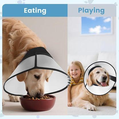 Upgraded Dog Cone Collar After Surgery, Soft Breathable Pet Recovery Collar with Double-Layer Design and Support Plate, Adjustable Dog Cone Collar for Large Medium Dogs, Elizabethan Collar（Black，M）