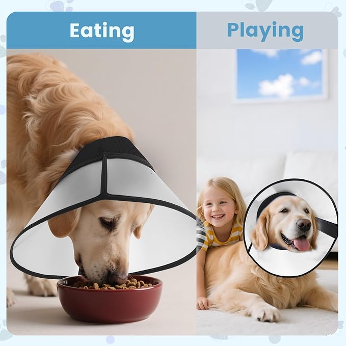 Upgraded Dog Cone Collar After Surgery, Soft Breathable Pet Recovery Collar with Double-Layer Design and Support Plate, Adjustable Dog Cone Collar for Large Medium Dogs, Elizabethan Collar（Black，L）
