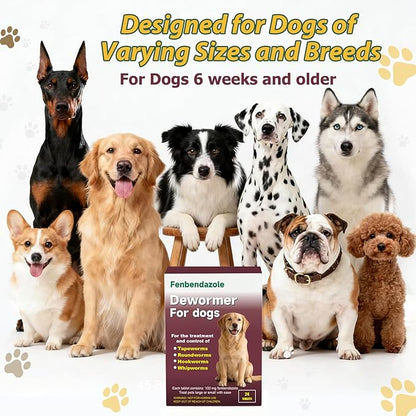 Dewormer for Dogs Fenbendazole for Tapeworms, Roundworms, Hookworms and Whipworms Broad Spectrum