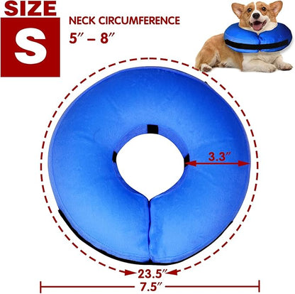 Inflatable Dog Cone Collar-Soft Protective Cone for Dogs After Surgery,Dog Donut Collar for Large Medium Small Dogs and Cats (Blue,Small)