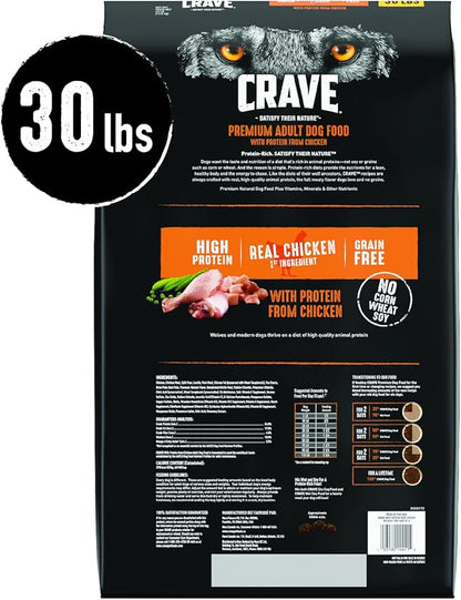 CRAVE Grain Free High Protein Adult Dry Dog Food, Chicken, 30 lb. Bag