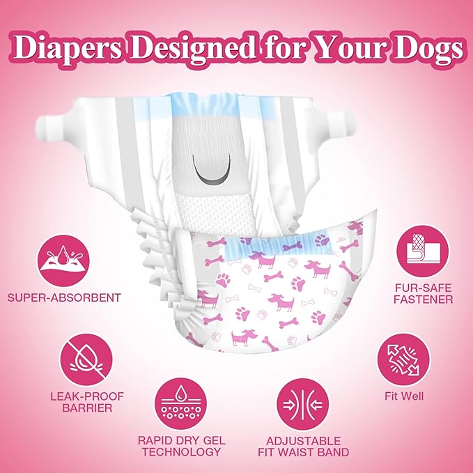 Dono Disposable Dog Diapers Female, Super Absorbent Doggie Diaper, Rapid-Dry Gel Technology Puppy Diapers, Leak-Proof Fit for Cat Doggy in Heat, Excitable Urination, Incontinence, X-Small