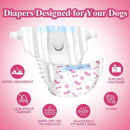 Dono Disposable Dog Diapers Female, Super Absorbent Doggie Diaper, Rapid-Dry Gel Technology Puppy Diapers, Leak-Proof Fit for Cat Doggy in Heat, Excitable Urination, Incontinence, X-Small