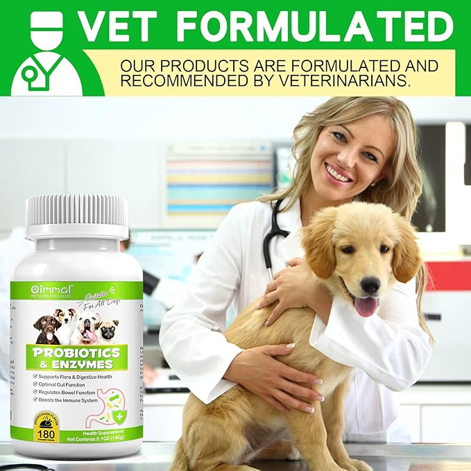 Probiotics Supplement for Dogs - Digestive Enzymes with Prebiotics for Gut Health - Anti Diarrhea, Bowel Support, and Immunity - Health & Itch Relief Digestive Enzymes
