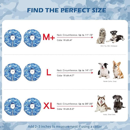 IEUUMLER Inflatable Recovery Dog Cone Collar, Neck Donut Protective ECollar, Adjustable Soft Collar for Dog and Cat After Surgery Prevent from Biting & Licking EU020 Blue Camo XL