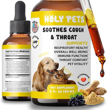 Cough Medicine for Dogs & Cats, Respiratory Infection Support - Sneezing Relief & Kennel Cough Treatment - Pet Asthma Support - Made with Natural Ingredients in The USA