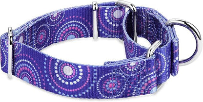 Martingale Collar Dog Collar No Pull Pet Collar Heavy Duty Dog Martingale Collars Silky Soft with Unique Pattern for Medium and Large Dogs (Large, 1 Inch Wide, Firework Dots -Royal Blue)