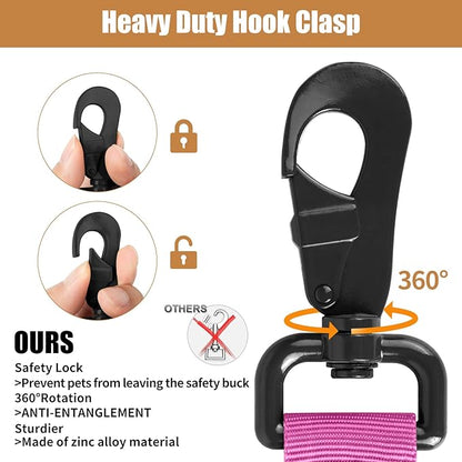 Tactical Dog Collar Leash Set, Adjustable Military Training Nylon Collar Dog Training with Control Handleand Metal Buckle, Dog Collar for Medium Large Dogs (Pink,L)