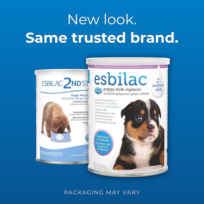 PetAg Esbilac Puppy Milk Replacer Powder - 12 oz, Pack of 3 - Powdered Puppy Formula with Prebiotics, Probiotics & Vitamins for Puppies Newborn to Six Weeks Old - Easy to Digest