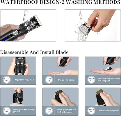 Dog Clippers Grooming Kit and Paw Trimmer,Cordless,Low Noise, Electric Quiet,Rechargeable, Dog Trimmer Grooming, Pet Hair Clippers for Thick Coats,Shaver for Small and Large Dogs Cats(Black)