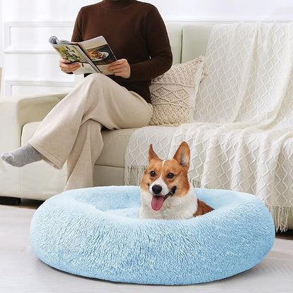 JOLLYVOGUE Dog Beds Large Sized Dog, 36 inches Calming Soft Anti-Anxiety Donut Dogs Bed, Washable Round Fluffy Cushion for Large Pets, Fits up to 80 lbs Pets