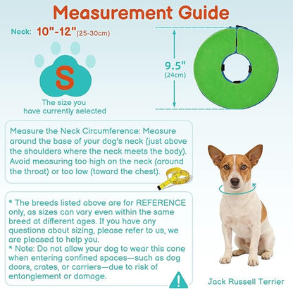 Sponge Dog Cone After Surgery, No Inflation Required Dog Donut Collar to Stop Licking, Inflatable Cone Alternatives for Medium Pets, Soft Recovery Collar with Protective Shield (Green Blue, S)