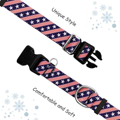 American Flag Martingale Collar for Dogs with Buckle 4th of July No Pull Adjustable Nylon Limited Slip Training Dog Collars (Navy Blue Flag, Small)