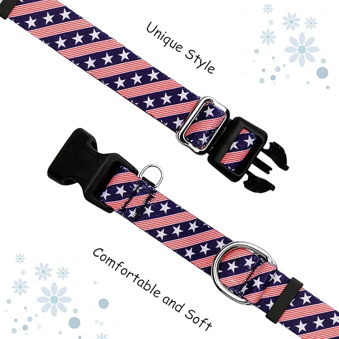 American Flag Martingale Collar for Dogs with Buckle 4th of July No Pull Adjustable Nylon Limited Slip Training Dog Collars (Navy Blue Flag, Medium)