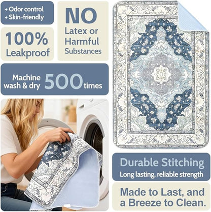 Washable Pee Pads for Dogs 2 Pack Reusable Puppy Training Pads 40"x26" Super Absorbent Waterproof Dog Training Pads, Non-Slip Potty Pads Whelping Pads Litter Mat Pet Supplies - Navy/Mix