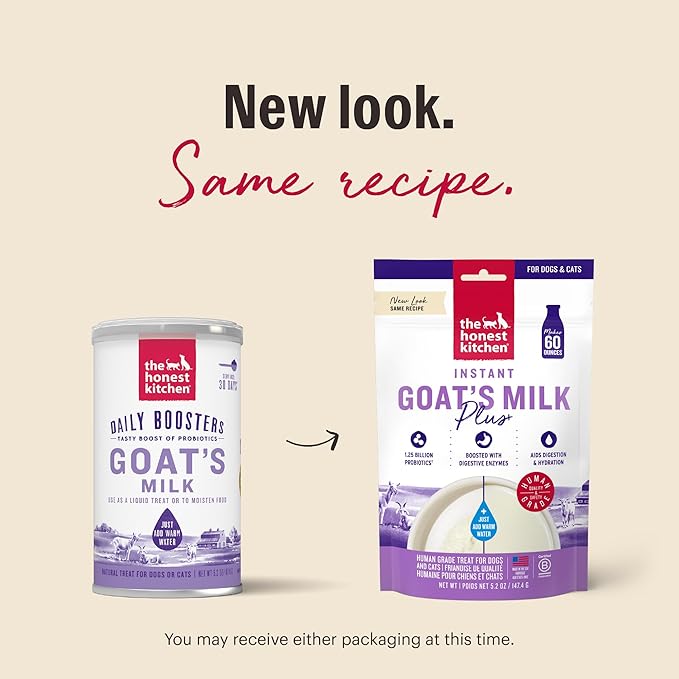 The Honest Kitchen Human Grade Instant Goat's Milk with Probiotics for Dogs and Cats, 5.2 Ounces