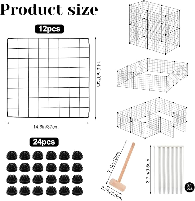 Dog Playpen 12Panels,43.7x43.7x13.8 inches Pet Play Pen House for Medium/Small Dogs Adjustable Dogs Guinea Pig Cage Fence Pen