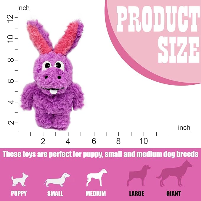 Donkey Squeaky Dog Toys to Keep Them Busy, Stuffed Plush Girl Dog Toy Birthday Gift Crinkle Pet Puppy Tug Toy for Small Medium Large Dogs (Purple)
