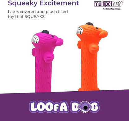 Multipet Original Loofa Latex Dog Toy - Squeaky Toy for All Dogs - Easy-to-Clean Squeaky Toys - Latex Dog Toys for Playing (1 Count, 6”, Random Color Surprise)